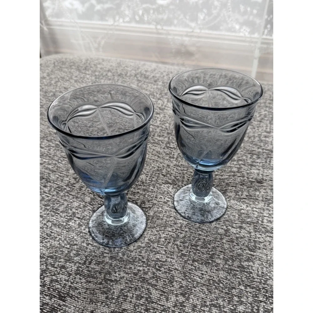 Vintage Noritake Gourmet Blue Water Goblets Iced Tea Glasses Set‎ of 2